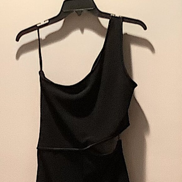 ABS One-shoulder Black Formal Dress by Allen Schwartz - Picture 4 of 16